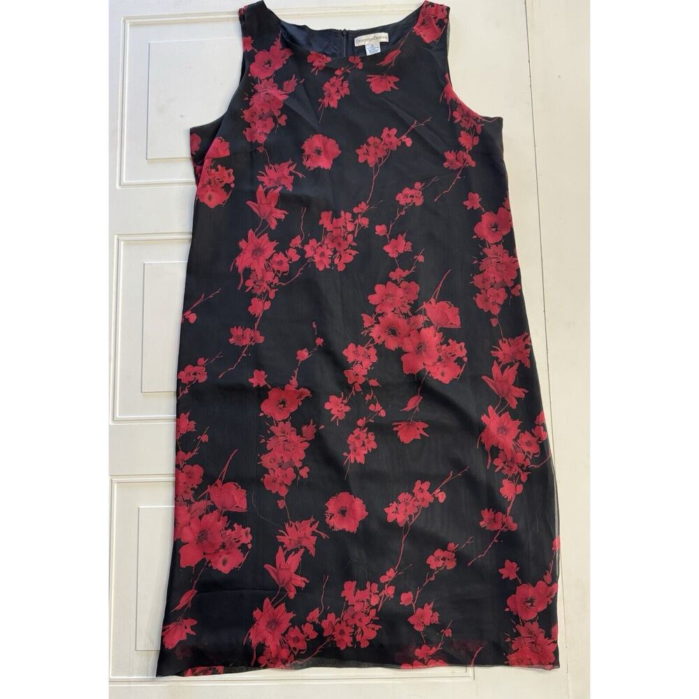 Womens Vintage Drapers & Damons Black Red Floral Sleeveless Dress Size 16